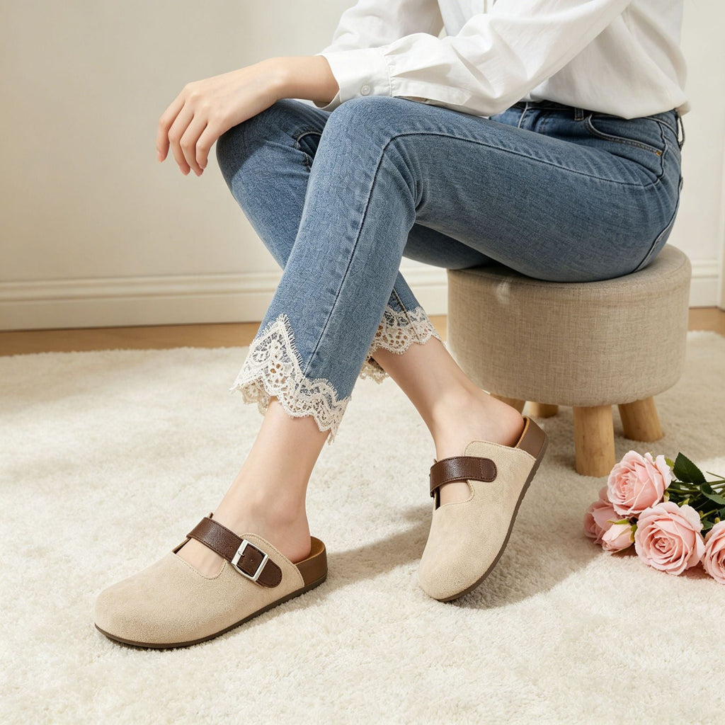 French retro slip-on flat sandals