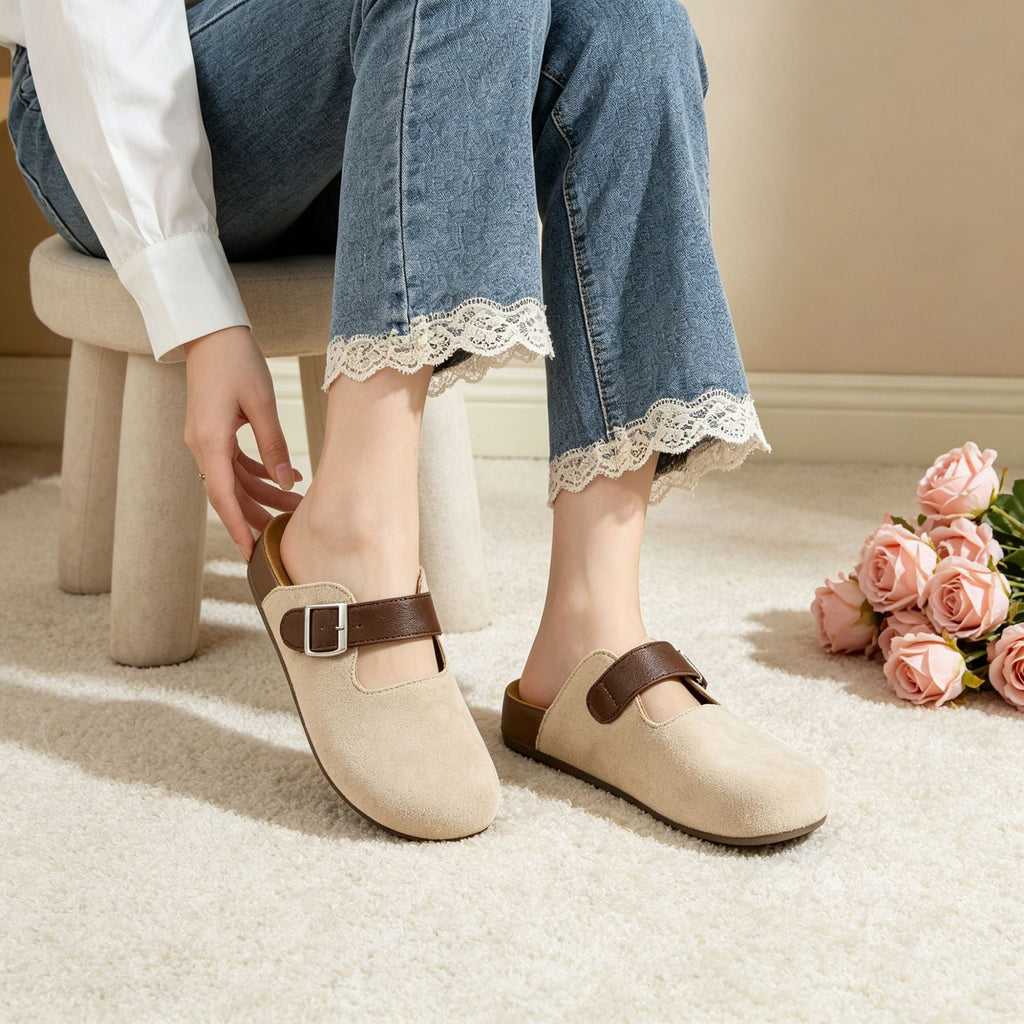 French retro slip-on flat sandals