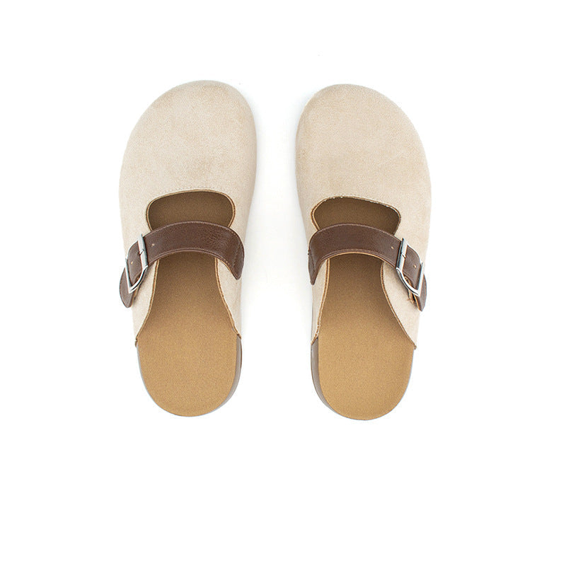 French retro slip-on flat sandals
