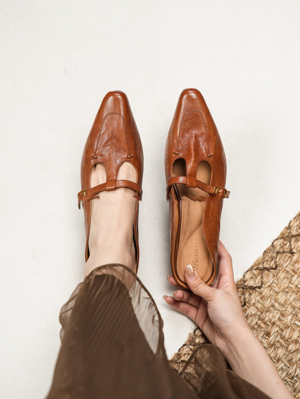 Autumn women's relaxed style retro one-button cap-toe shoes