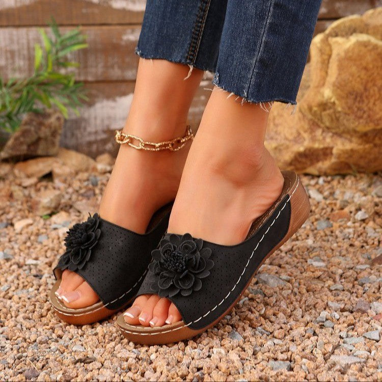 Ladies' 👡 Soft Grip Wedge Sandals, Toe-Free 🌬️ & Airy for Daily Walks 🚶‍♀️